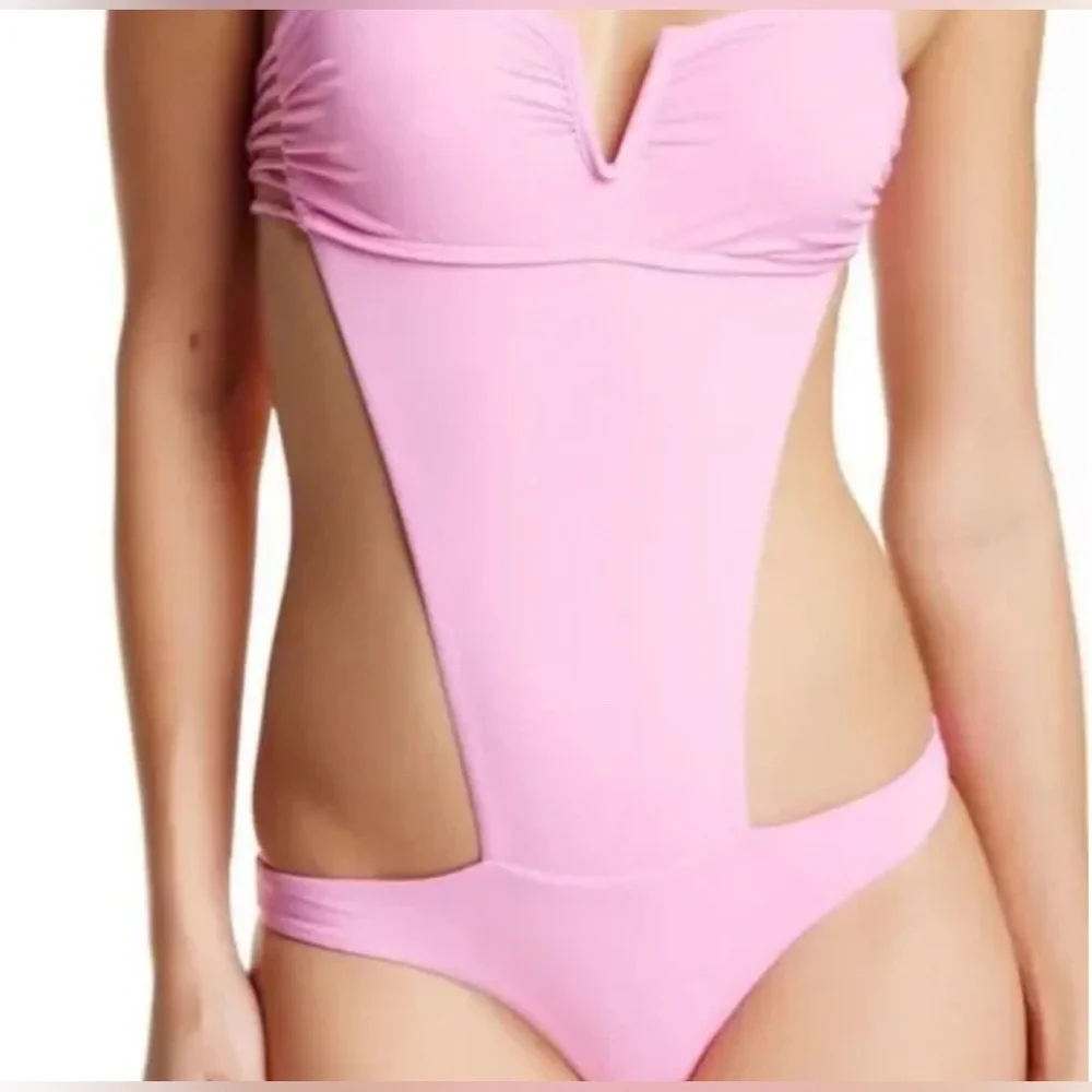 Frankie’s Bikinis Cali Cut Out One Piece Pink Size XS